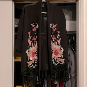 Floral Kimono with Fringe